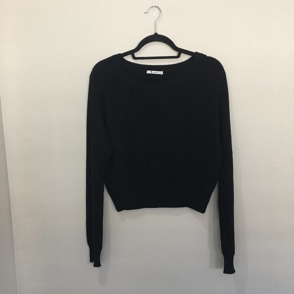 Alexander Wang black boat neck long sleeve sweater